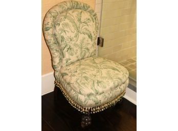 Pretty Green Floral Vanity Chair With Tassels