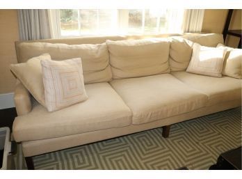 Large Contemporary Sofa In A Neutral Tone In A Textured Linen Fabric, Very Comfortable!