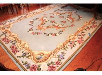 Saxony Custom Academy Area Rug With A Coordinated Vendome Rosette Border, 100  Wool 8 Ft X 12 Ft