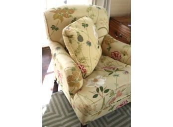 Stylish George Smith Limited Floral Upholstered Accent Chair With A Tufted Design On A Dark Wood Frame Wi