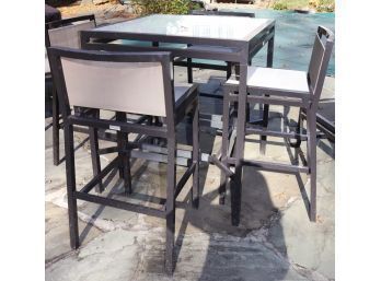 Contemporary Outdoor Patio High Top Table With 4 Stools By Janus Et Cie