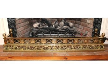 Ornate Antique Brass Fireplace Fender