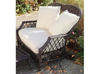 Janus Et Cie Some Outdoor Faux Wicker Bench With Foot Rest