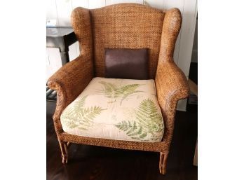 Milling Road Wingback, A Division Of Baker Furniture Woven Rattan Chair With Cushion
