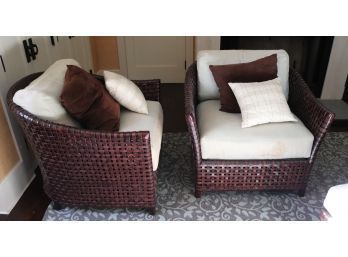 2 McGuire Chairs Cushions Includes Ottoman