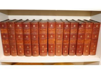 Antique The Works Of Thackeray Collection Of Vintage Leather-Bound Books Includes 13 Volumes