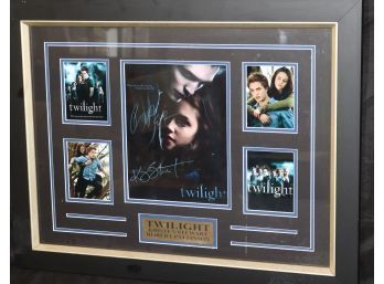 Twilight Kristen Stewart & Robert Pattinson Autographed Movie Pictures In Frame Includes SEMG COA
