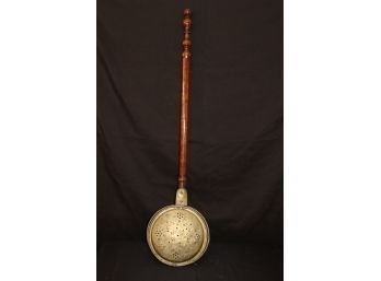 Antique Bed Warmer With A Pierced Brass Pan & Wood Handle
