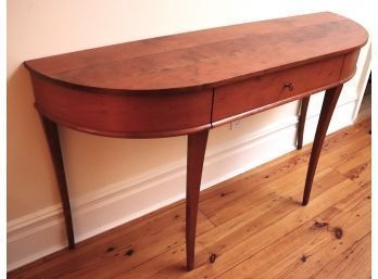 Vintage Wood Console With Sleek Bowed Legs