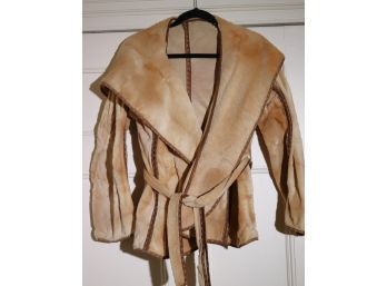 Sheared Mink/Beaver Jacket Size Small/Medium With Hood