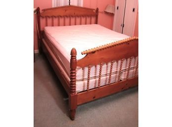 Full Size Pine Wood Spool Bed Frame In Overall Excellent Condition As Pictured
