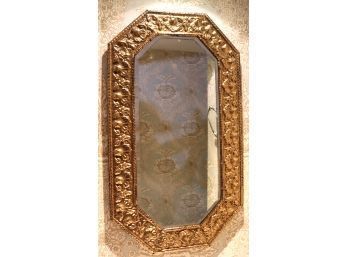 Antique Hammered Brass Mirror With A Beveled Edge Great For Your Powder Room!