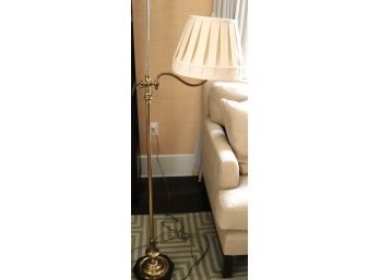 Vintage Brass Floor Lamp With A Pleated Shade