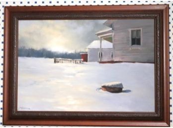 Winter Scape Painting Signed By The Artist In The Lower Left