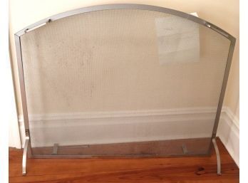 Contemporary Fireplace Screen In Polished Brushed Nickel Like Finish