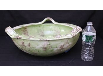 Large Tuscany Italy For Fortunata Pottery Bowl With Handles In A Rustic Glazed Finish