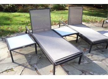 Set Of 2 Contemporary Outdoor Lounge Chairs By Janus Et Cie With 2 Side Tables