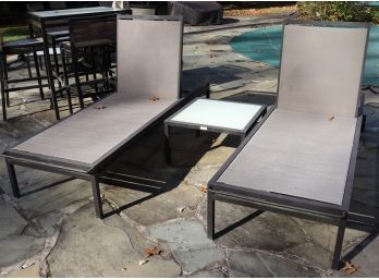 Set Of 2 Contemporary Outdoor Lounge Chairs By Janus Et Cie With A Side Table