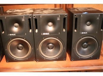Set Of 3 GENELEC HT208 Active Home Theatre System Speakers Magnetically Shielded, Includes 1 Power Cord