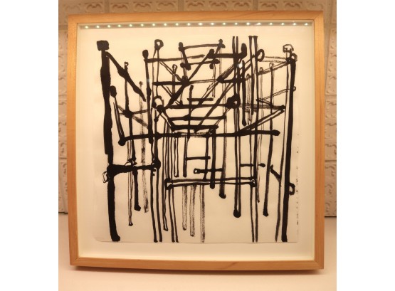 Contemporary Geometric Artwork Titled 'Jungle Gym' By Molly Barker In Modern Shadowbox Wood Frame