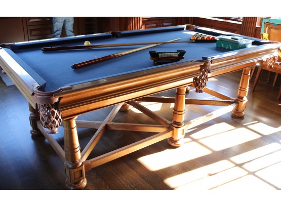 Fantastic Lightly Used 8 Billiard Table In Light Mahogany By Blatt Billiards With The Finest Detailing