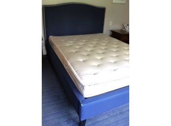 Queen Size Bed Frame With Classic Curved Headboard, Nail Heads & Charles Beckley Mattress