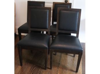 Lot Of 4 Side Chairs In Faux Leather Upholstery With Wood Frames.