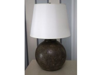Rough Hewn Ceramic Table Lamp With Cream Color Shade