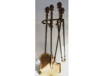 Neo Renaissance Style Fireplace Tools In Brass Holder