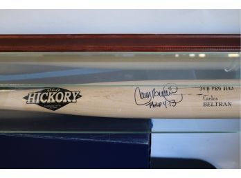 Carlos Beltran Autographed / Signed Old Hickory Baseball Bat In Acrylic Display Case