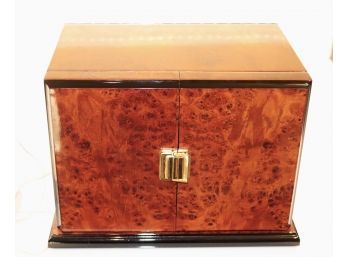 Burl Wood Finish 6 Watch Winder Box With Battery Charger