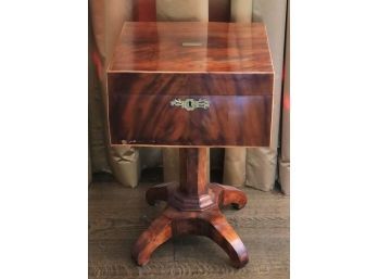 Unusual Antique Mahogany Box As Table On A Pedestal Base