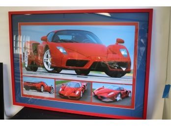 Red Ferrari Photograph In Custom Mat & Frame