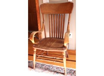 Antique Oak Armchair With Spindle Back  Great As An Office Chair Or Comfy Seating