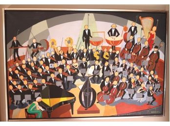 Modernist Painting Of Orchestra Scene Creatively Portrayed, Signed Koehler