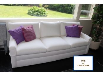Custom Cotton White Sofa With Pillows
