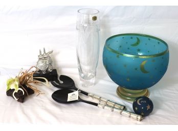 Lot Of Assorted Decorative Items Includes Large Moon And Stars Fruit Bowl And PVR Paperweight