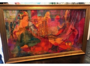 Large Oil Abstract 'Grande Homage' Signed By  Maxine Rosenberg Bright Colors