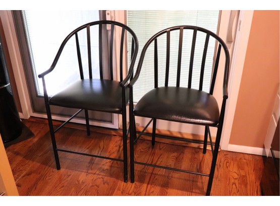 Set Of 2 Black Padded Counter Stools Amisco Industries