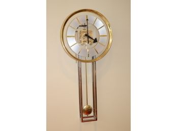 Howard Miller Brass And Glass Wall Clock With Key Needs Repair