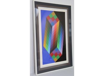 Signed Prism Shaped  Lithograph By Vasarely 245 / 300