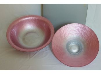 Set Of Pretty Pink Opalescent Bowls