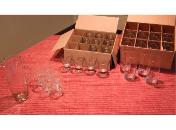 Lot Of Assorted Glassware Includes 12 Rocks Glasses By Ypsilon And Etched Aperitif Glasses