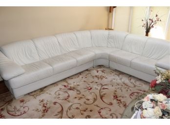 Large White Leather 3 Piece Sectional