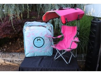 Kelysus  Portable Toddler Beach Chair With Visor And Twin Size Comforter