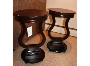 Pair Of Tainoki Fine Furniture End Tables With Harp Shape Base