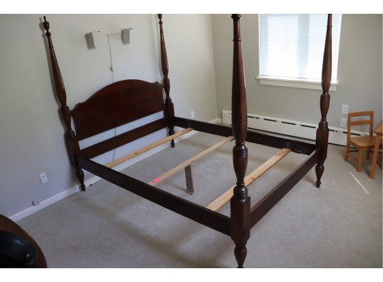 Queen Size Post Bed Frame By Craftique Furniture 1970's