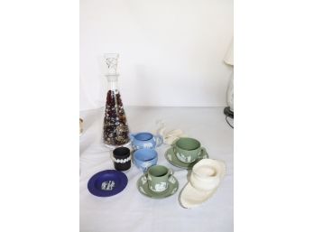 Mixed Lot Of Wedgewood Teacups With Lennox Pieces And Decorative Decanter