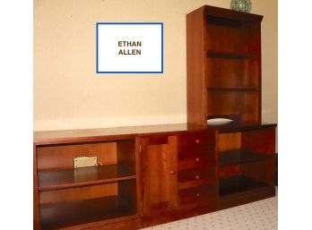 Ethan Allen Cherry Wood Shelf Storage Unit With Multiple Pieces