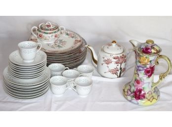 Mixed Lot Of Assorted Asian Style Plates By Noritake Nippon And Teapot By Koshida